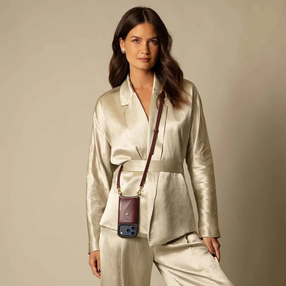 Donna Crossbody Phone Case - Wine/Gold