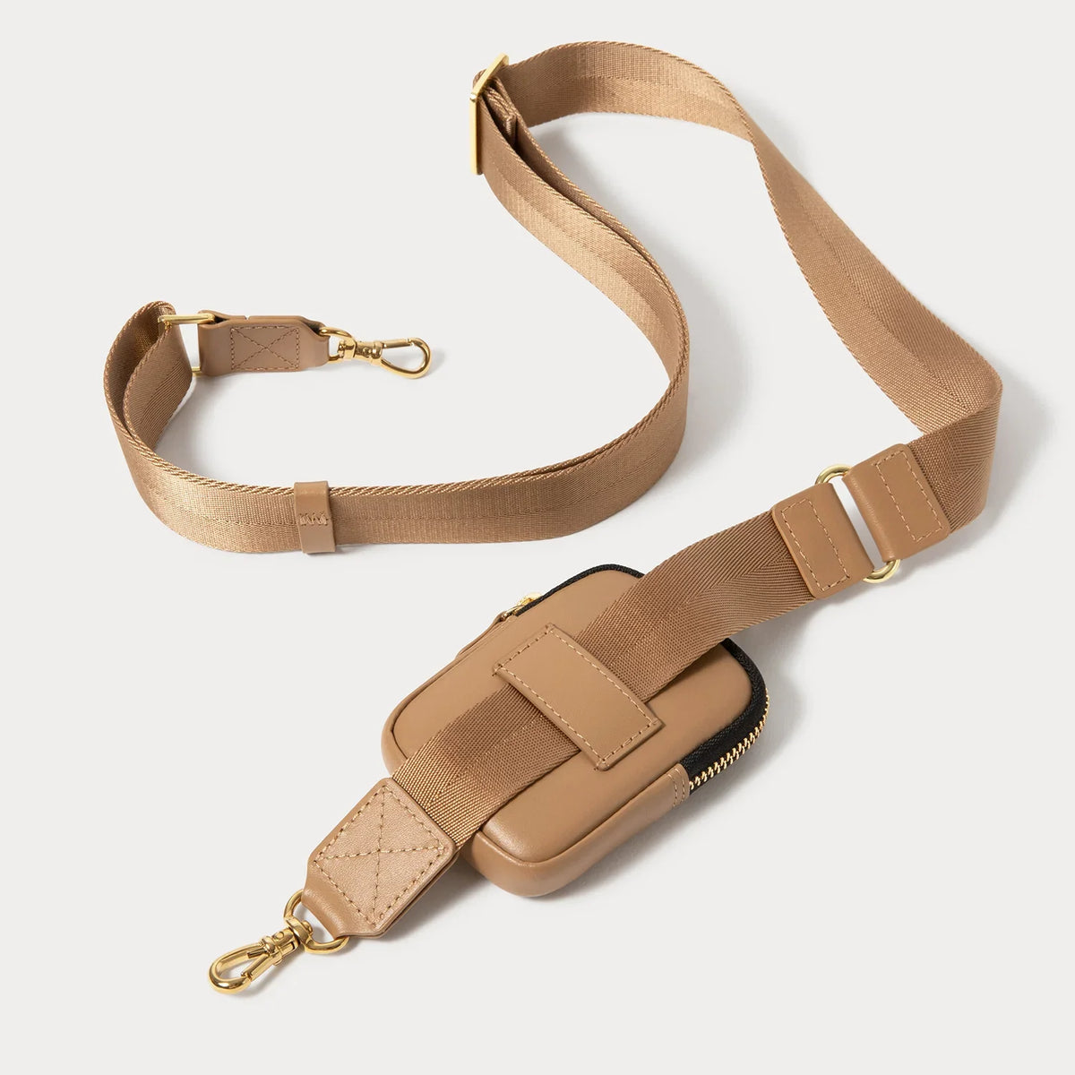 Mini Zip Clip-On Pouch - Tan/Gold