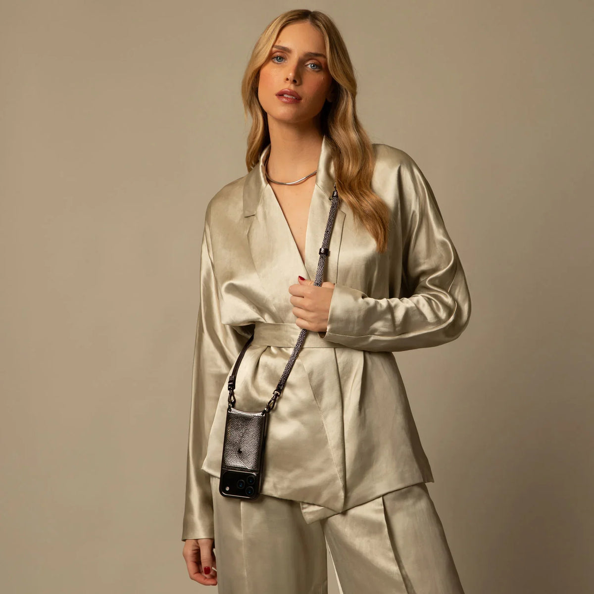Donna Pouch Set - Metallic Pewter/Pewter