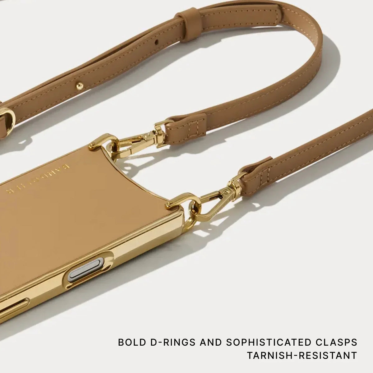 Remi Chrome Magnet Wallet Crossbody Phone Case - Tan/Chrome Gold