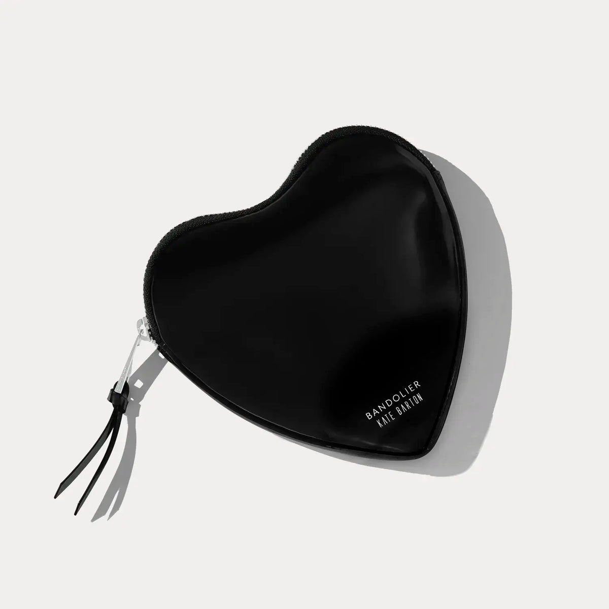 Expanded Heart Pouch - Black Patent/Silver