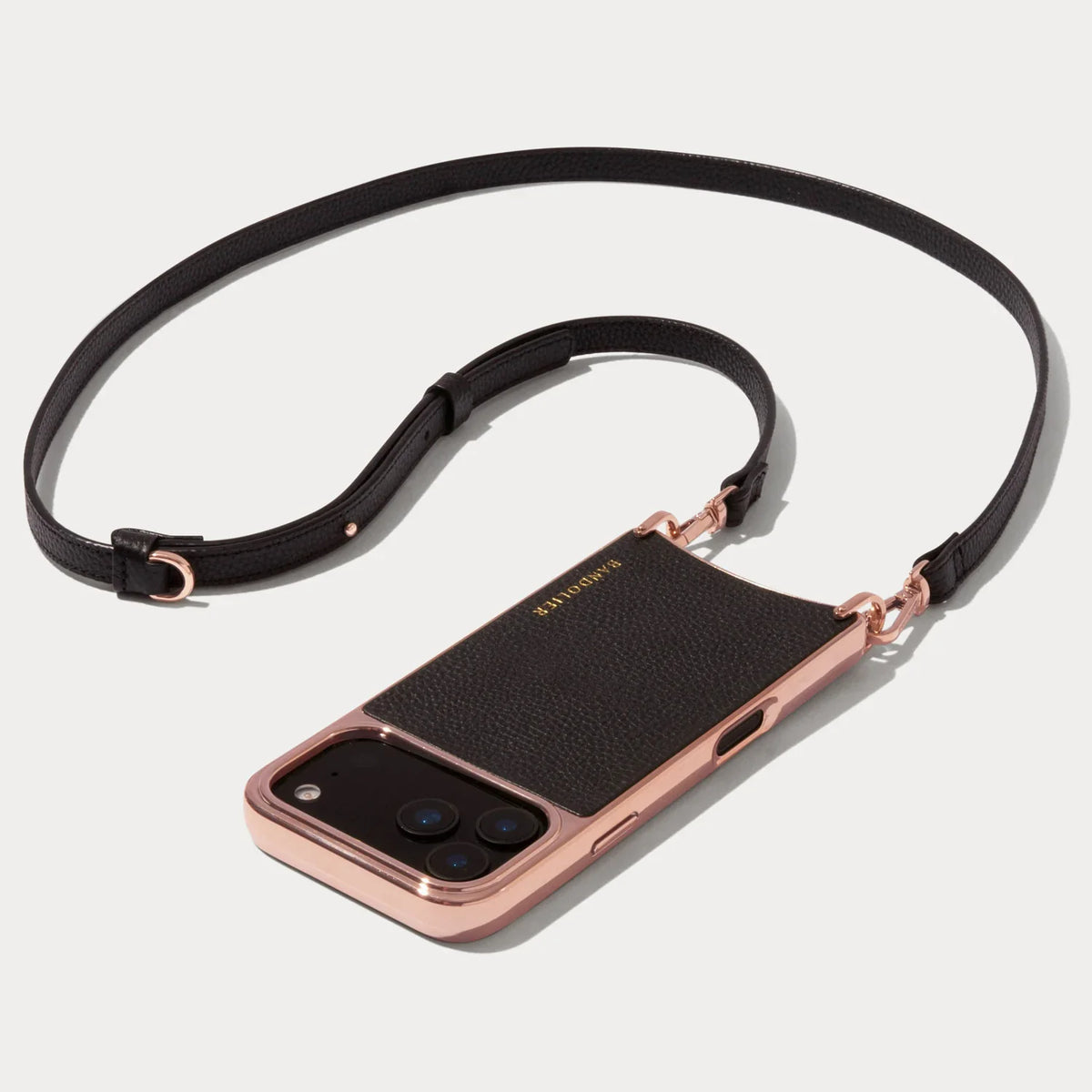Rayna Chrome Crossbody Phone Case - Black/Chrome Rose Gold