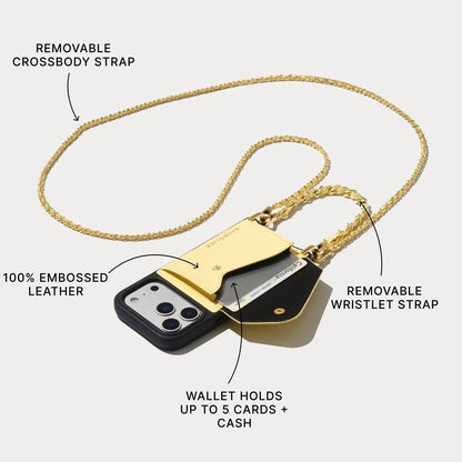 Lily Crossbody Phone Case Set - Butter Yellow Croc/Gold