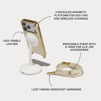 Rayna Chrome Pouch Set - Ivory/Chrome Gold
