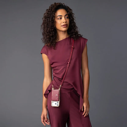 Ivy Pouch Set - Cranberry/Gold