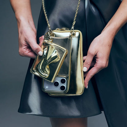 Kate Zipper Pouch - Gold Patent/Gold