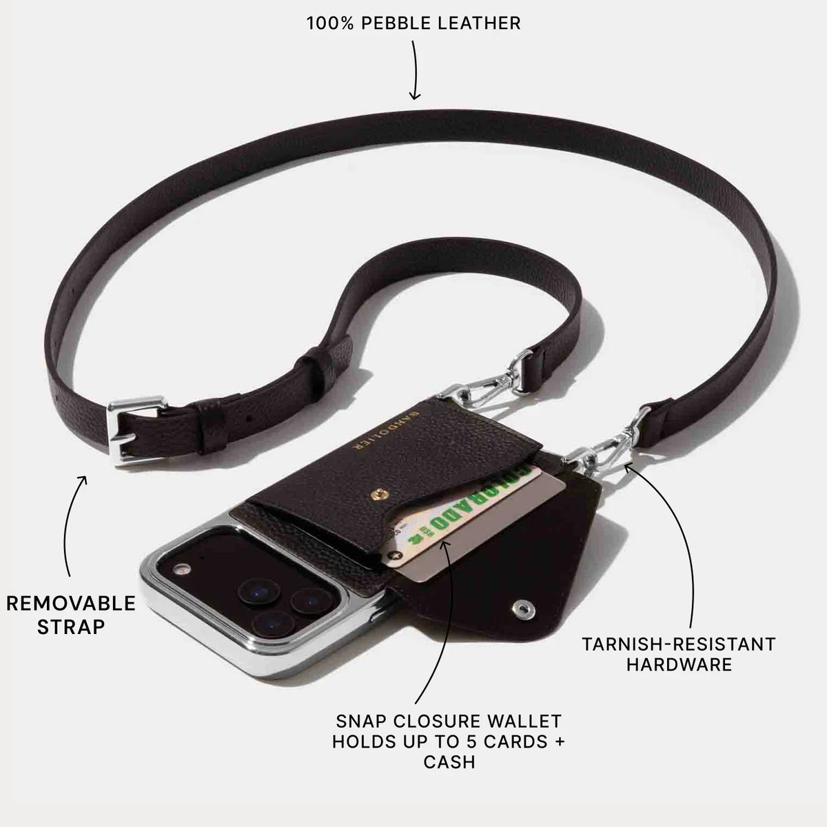 Hailey Pouch Set - Black/Chrome Silver