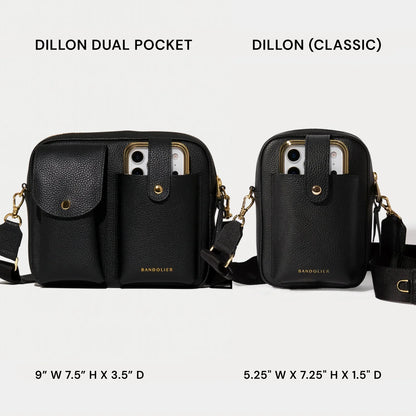Dillon Dual Pocket Crossbody Bag - Black/Gold