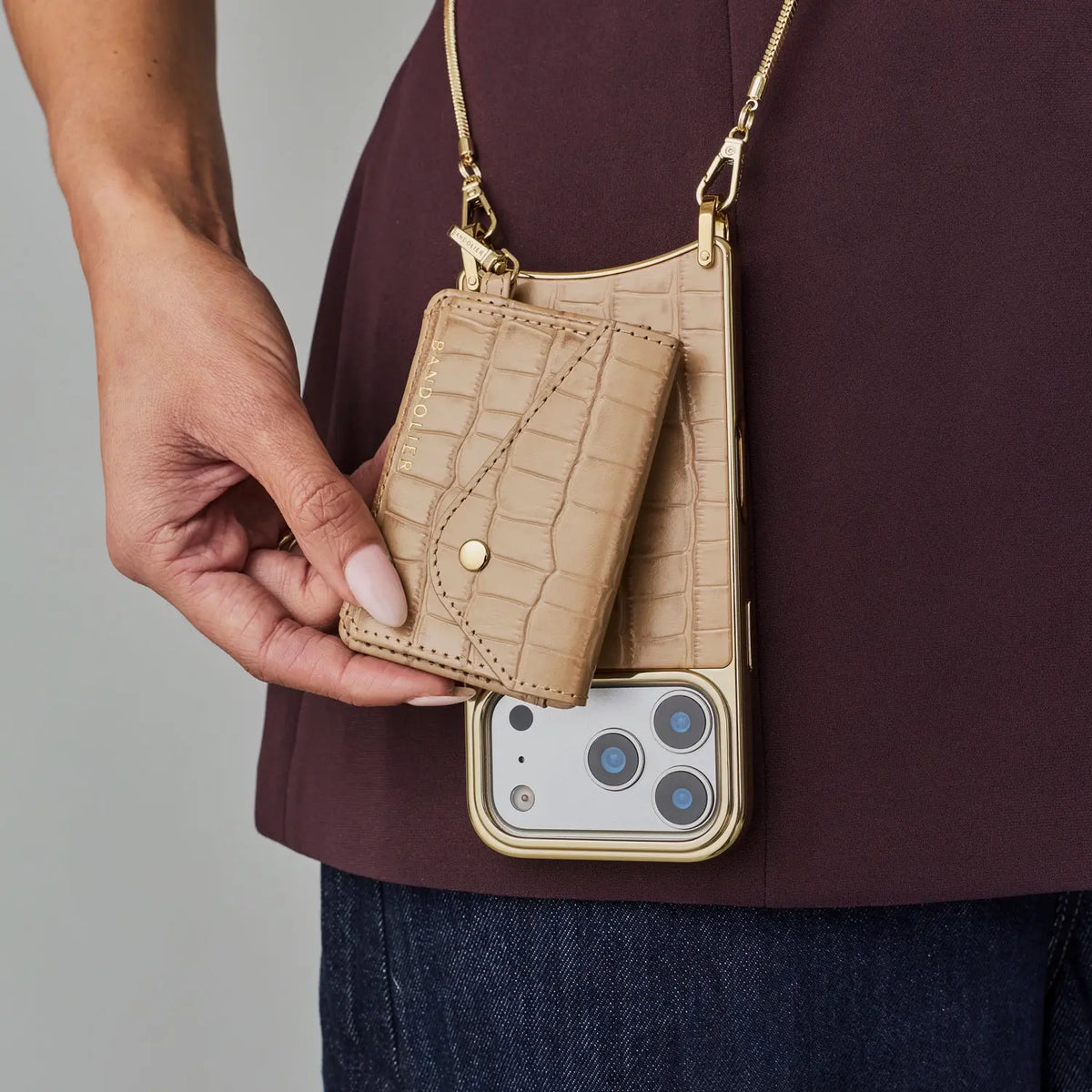 Remi Chain Chrome Magnet Wallet Crossbody Phone Case