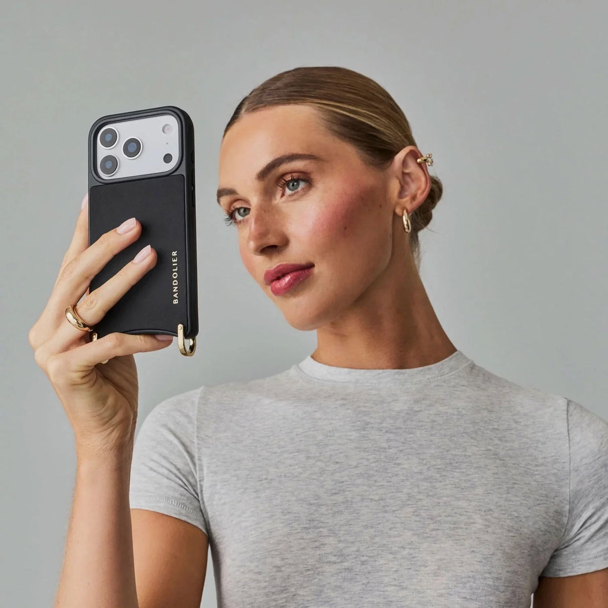 Nova Nylon Magnet Wallet Crossbody Phone Case Pouch Set - Black/Gold