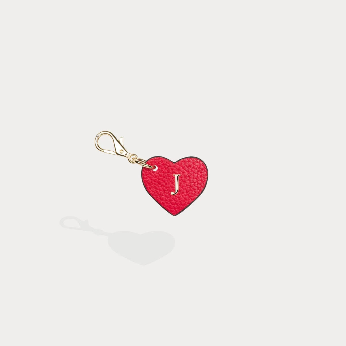 Heart Initial Charm - Red/Gold