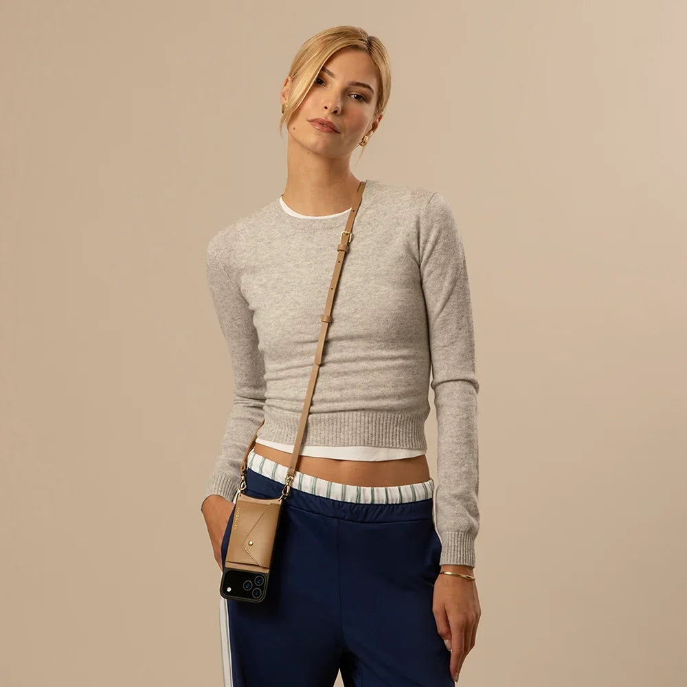 Donna Side Slot Crossbody Bandolier - Tan/Gold