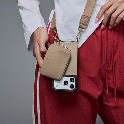 Nova Nylon Magnet Wallet Crossbody Phone Case - Taupe/Gold