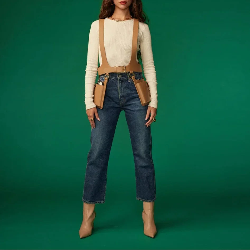 Simone Vest - Tan/Gold