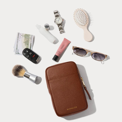 Large Expanded Pouch - Cognac/Gold