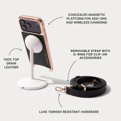 Rayna Chrome Pouch Set - Black/Chrome Rose Gold
