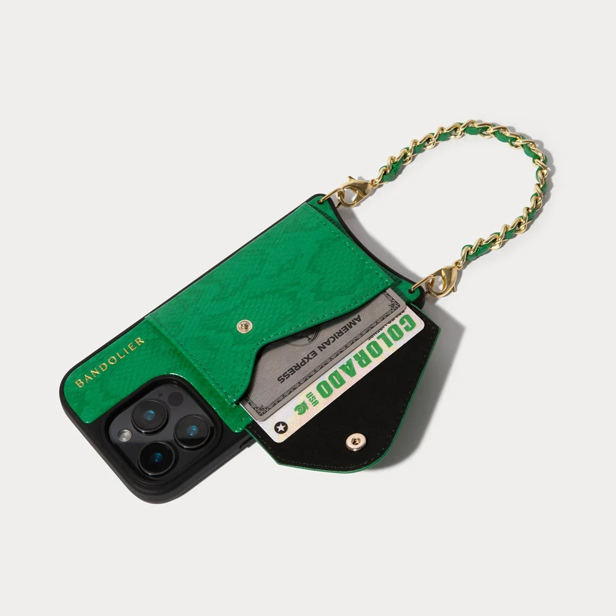 Lily Crossbody iPhone Case Set - Green Snake/Gold