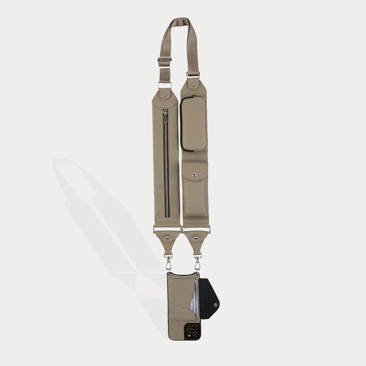 Billie Utility Crossbody with Case - Greige/Silver