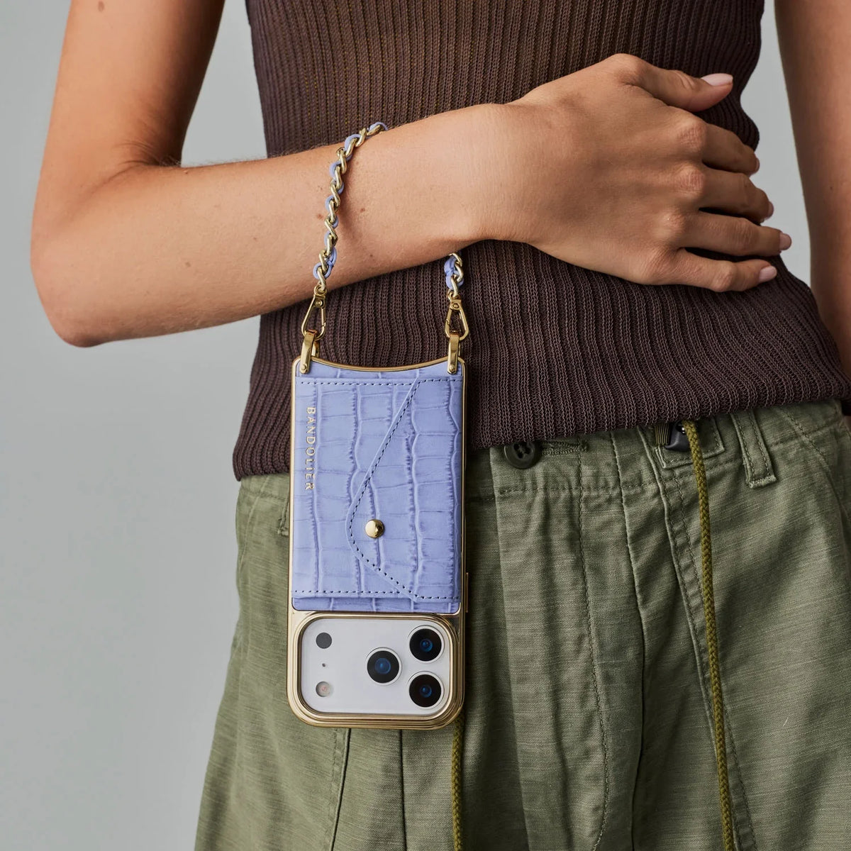 Lily Chrome Side Slot Leather Crossbody Bandolier Set