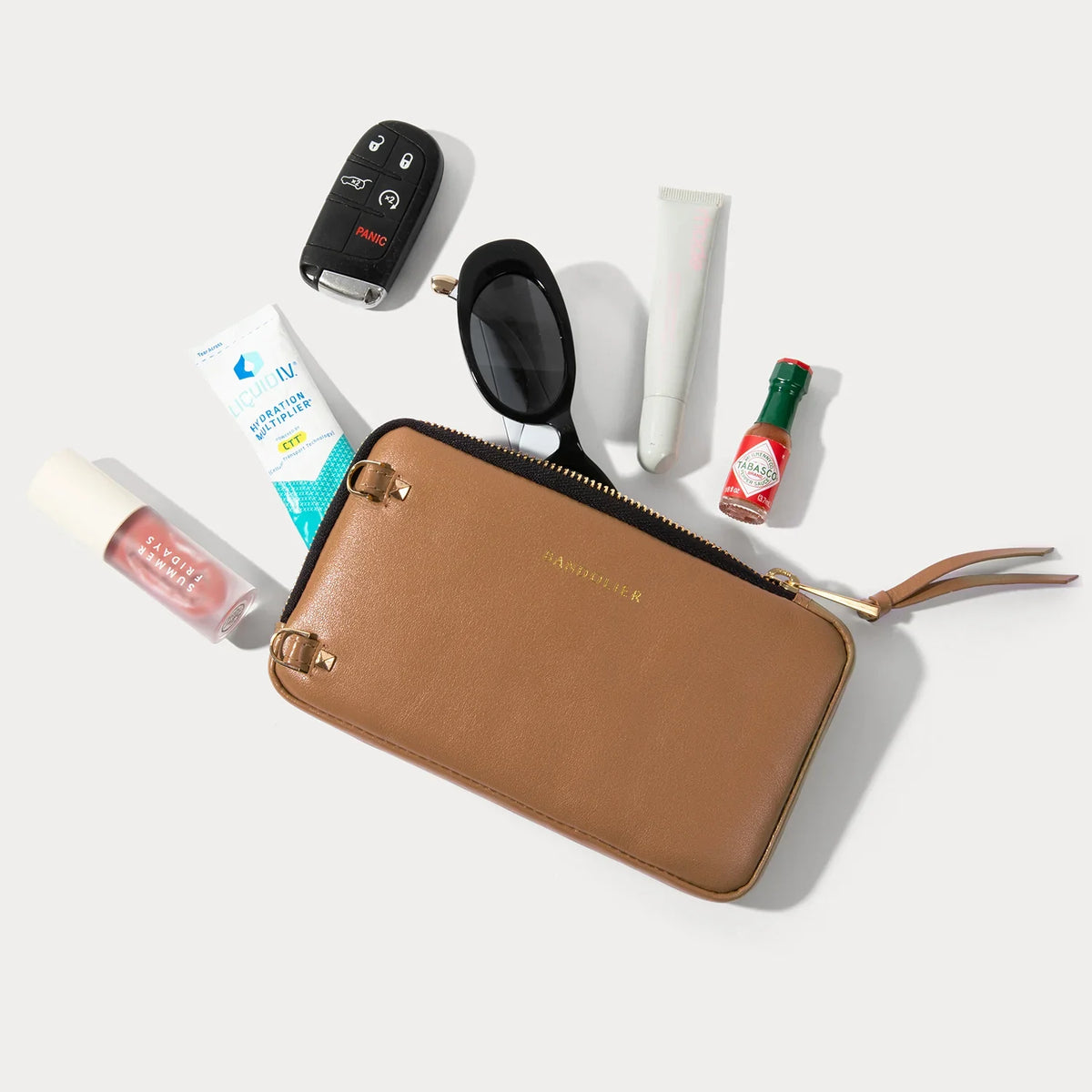 Donna Pouch Set - Tan/Chrome Gold