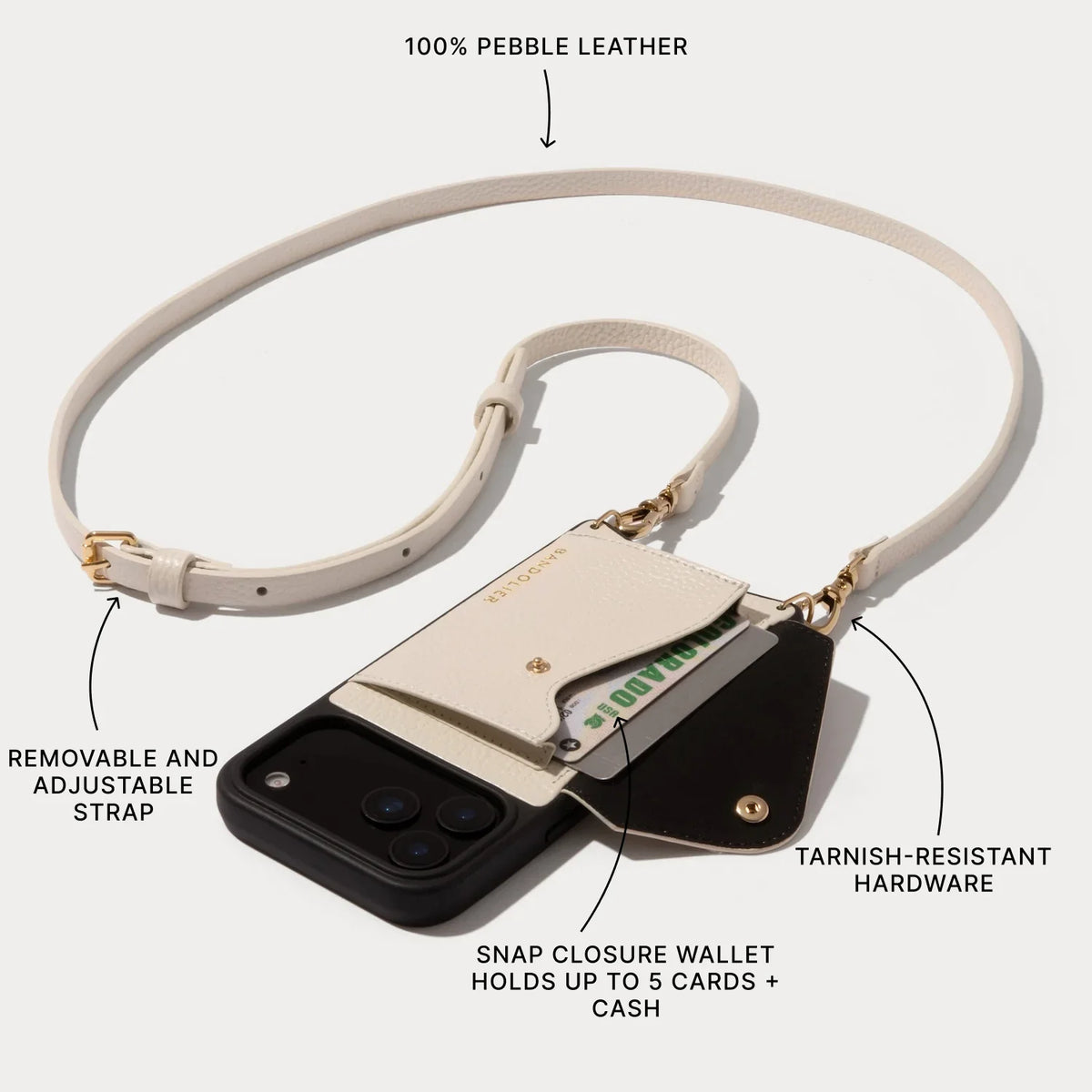 Donna Side Slot Crossbody Bandolier - Ivory/Gold