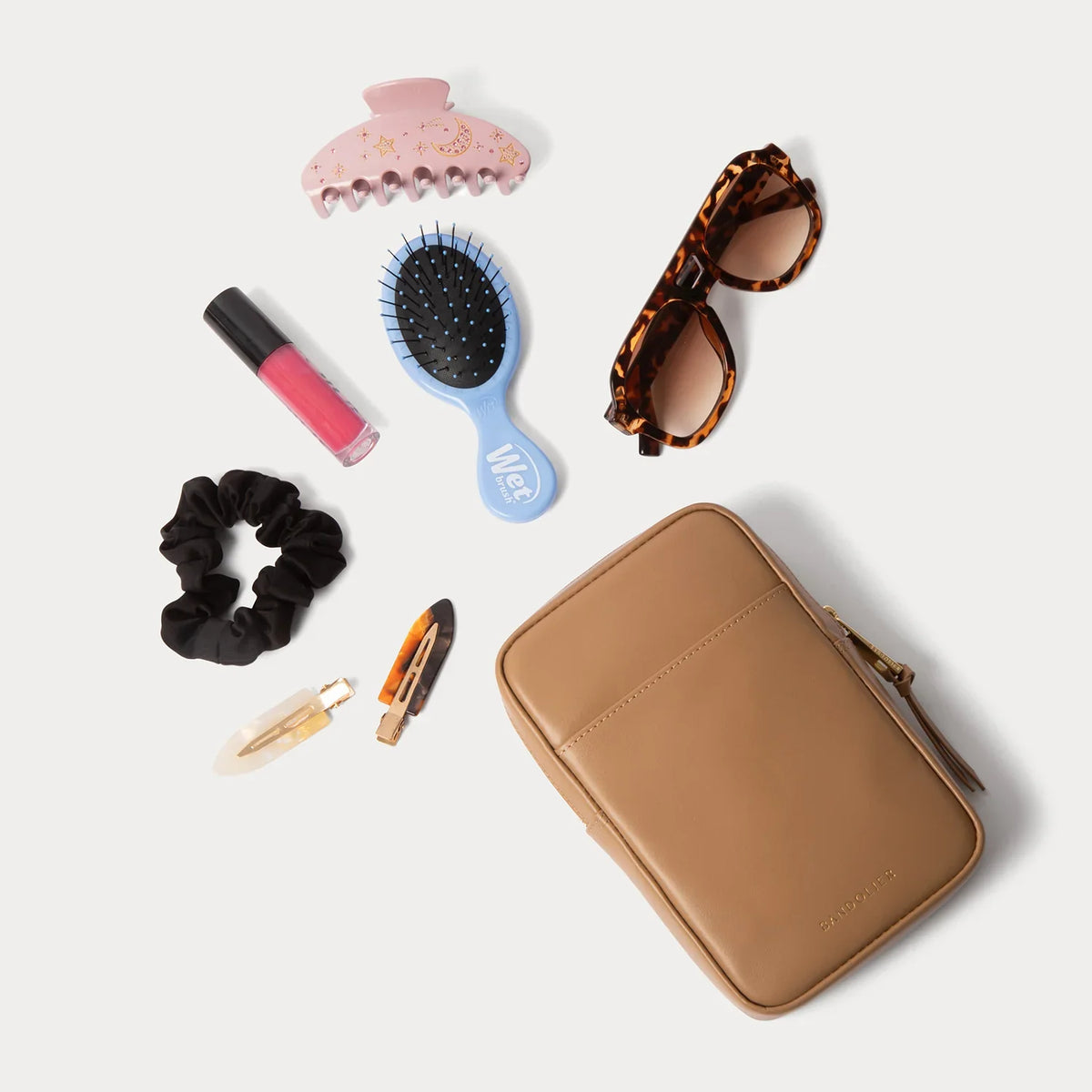 Large Expanded Pouch - Tan/Gold