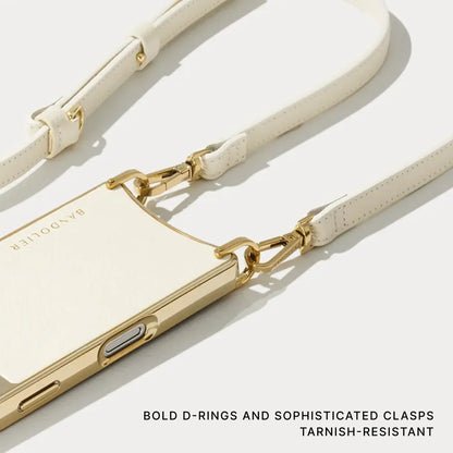 Remi Chrome Magnet Wallet Crossbody Phone Case - Ivory/Chrome Gold