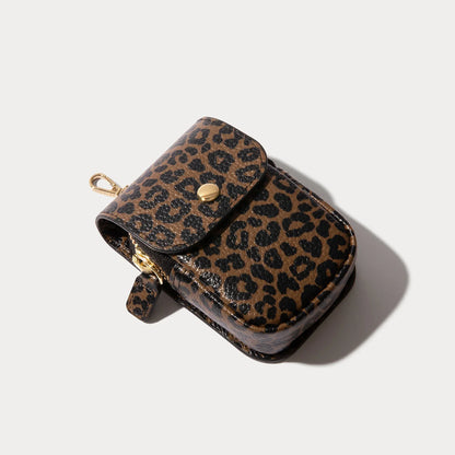 Remi Magnetic Zipper Pouch - Dark Leopard/Gold