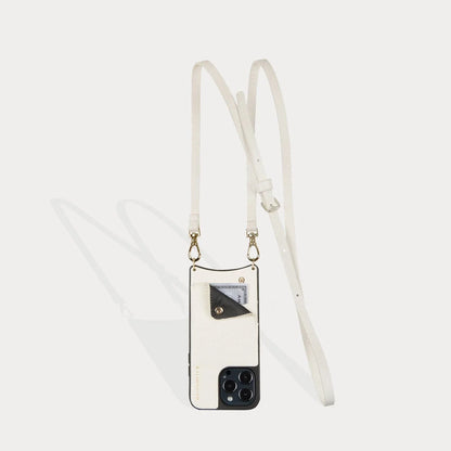 Emma Pebble Leather Crossbody Bandolier - Ivory/Gold