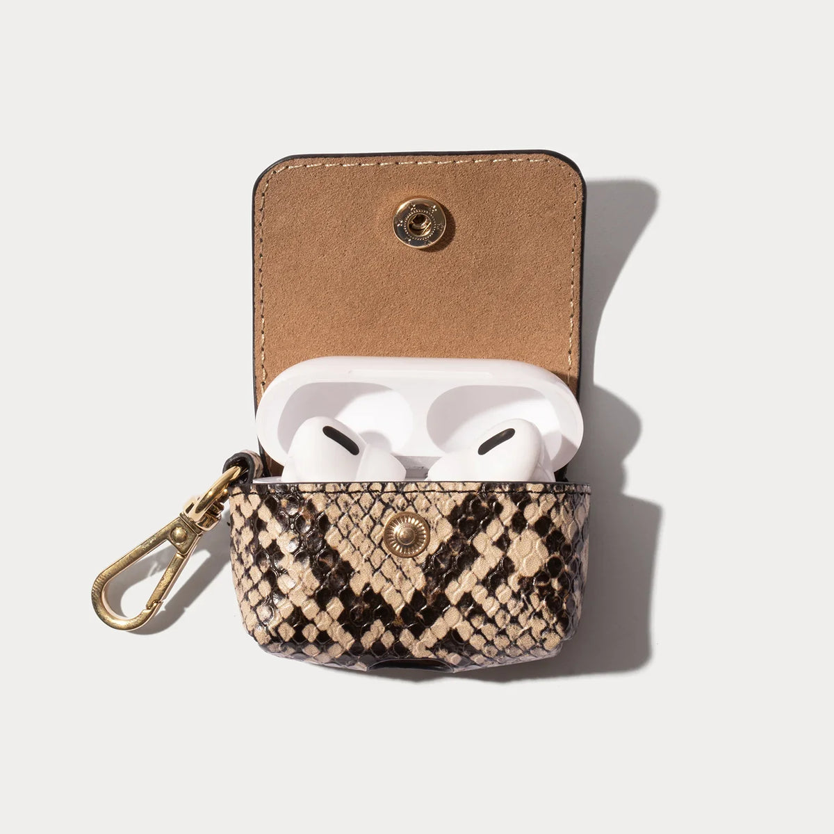 Avery AirPods Clip-On Pouch - Grey Snake/Gold