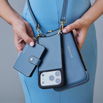 Ivy Pouch Set - Dusty Blue/Gold
