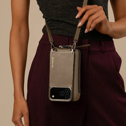 Rayna Chrome Pouch Set - Warm Gray/Antique Silver