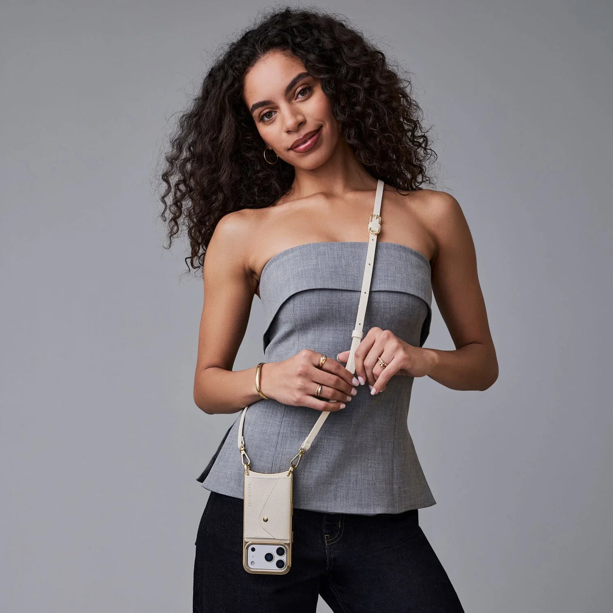 Donna Pouch Set - Ivory/Chrome Gold