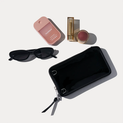 The Charlie Duet Pouch Set - Black Patent/Silver