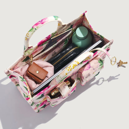 Book Tote - Ceci Blue Floral/Gold