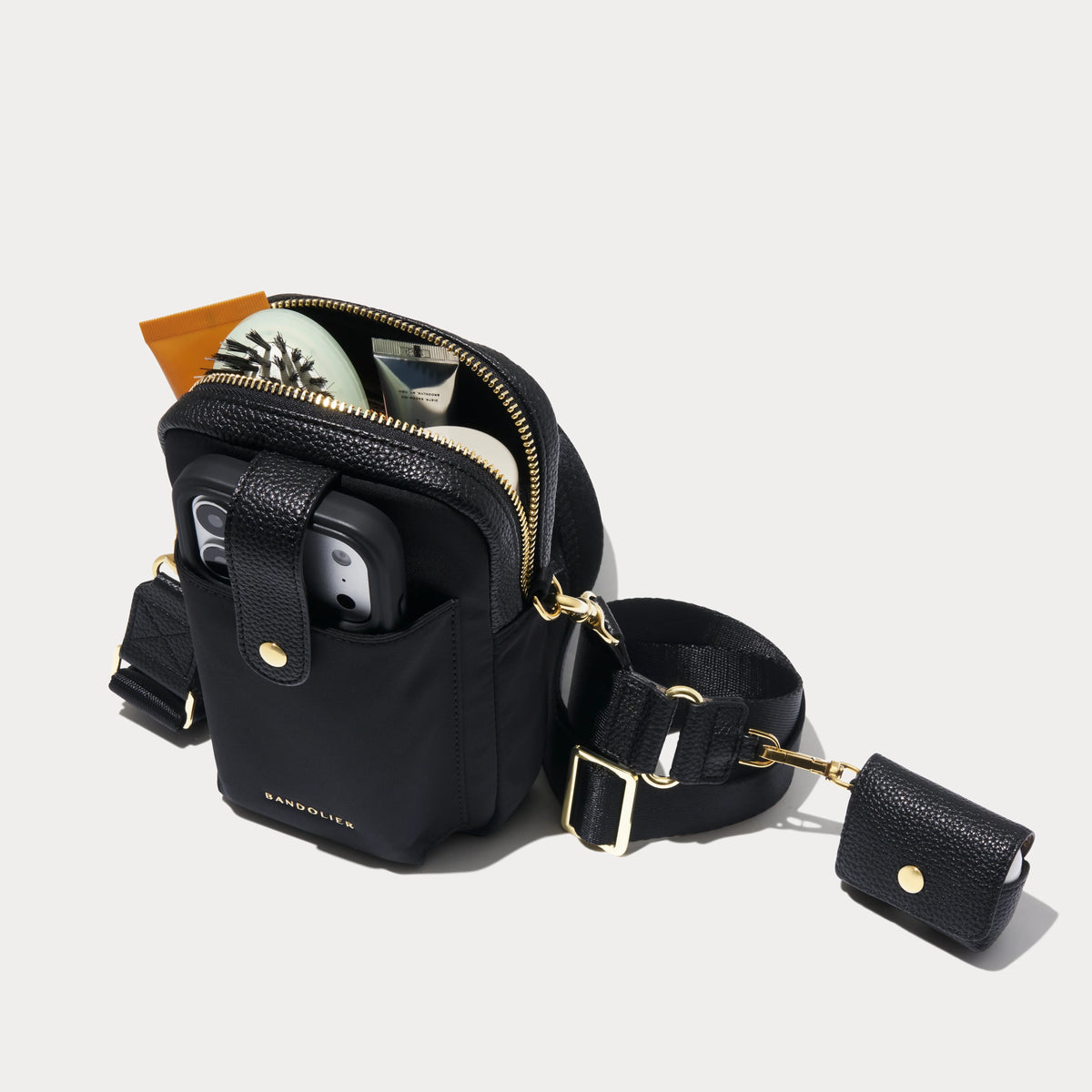 Dillon Nylon Crossbody Bag - Black/Gold