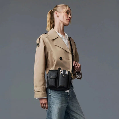 Dillon Dual Pocket Crossbody Bag - Black/Gold
