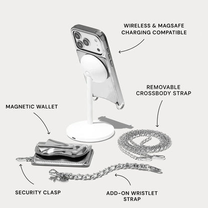 The Kaia Duet Pouch Set - Silver Patent/Silver