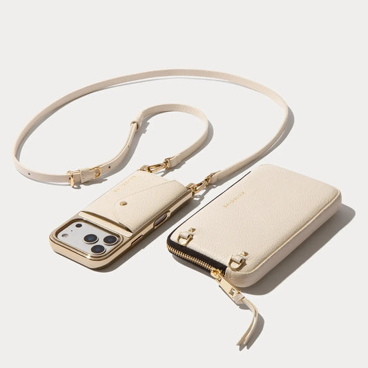 Donna Pouch Set - Ivory/Chrome Gold