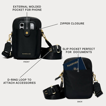 Dillon Nylon Crossbody Bag - Black/Gold