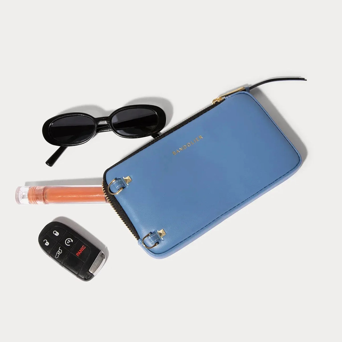 Ivy Pouch Set - Dusty Blue/Gold