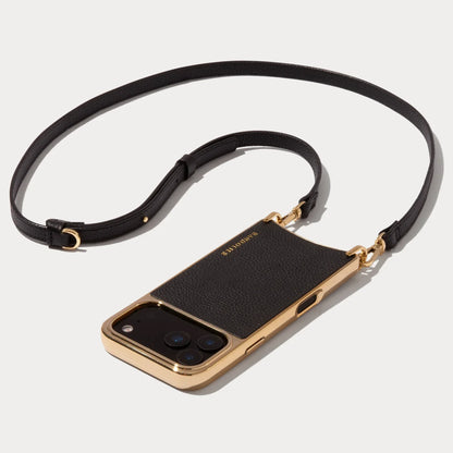 Rayna Chrome Crossbody Phone Case - Black/Gold