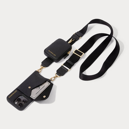 Bodie Crossbody with Mini Zip Pouch- Black/Gold