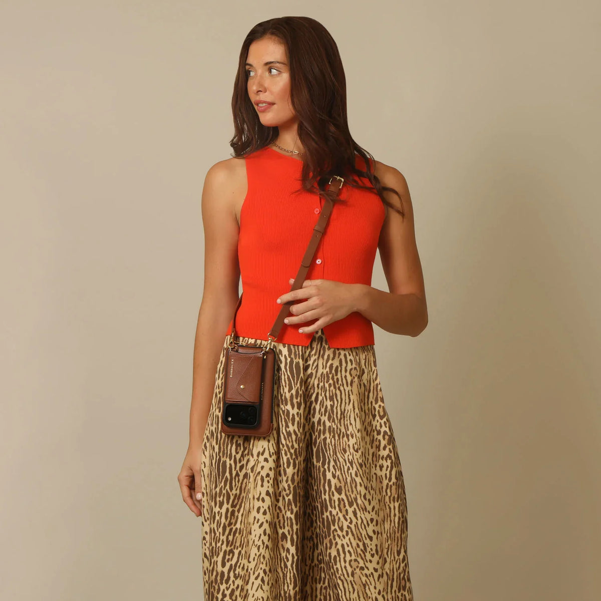 Hailey Pouch Set - Cognac/Gold