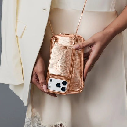 Gia Chrome Pouch Set - Rose Gold Wave/Rose Gold