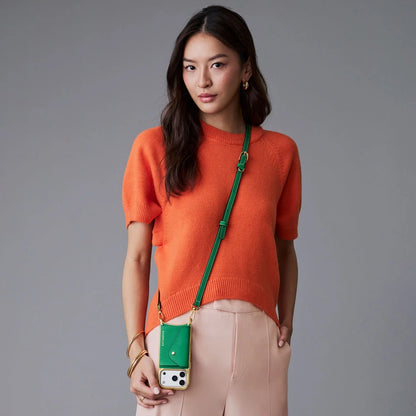Donna Chrome Crossbody Phone Case - Fern Green/Gold
