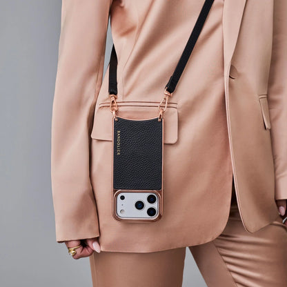 Rayna Chrome Pouch Set - Black/Chrome Rose Gold