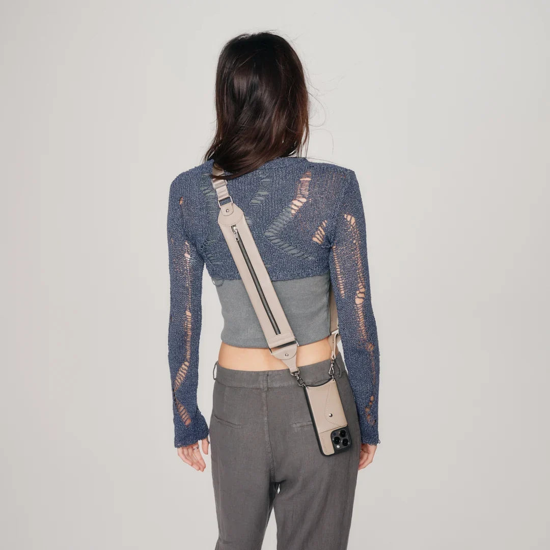 Billie Utility Crossbody with Case - Greige/Silver
