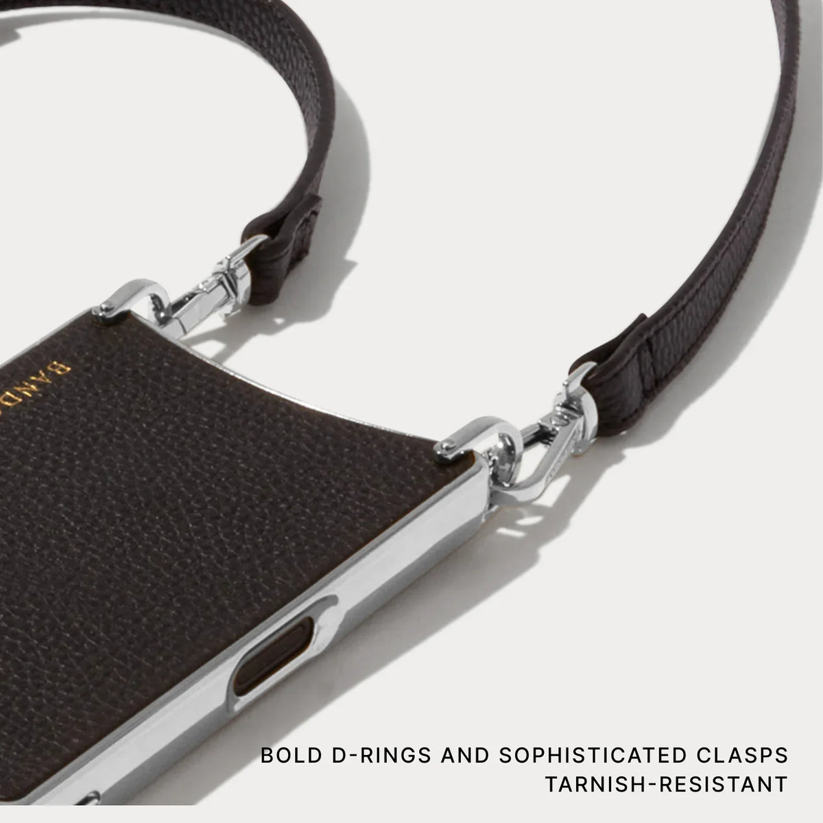 Rayna Chrome Crossbody Phone Case - Black/Chrome Silver