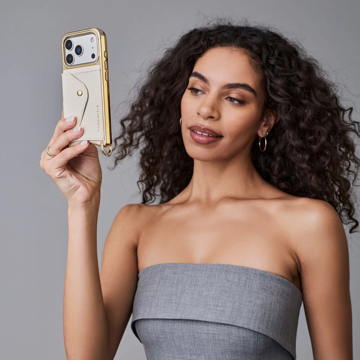 Donna Pouch Set - Ivory/Chrome Gold